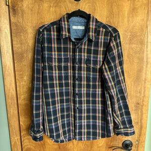 Outerknown Blanket Shirt size Medium Black Color Stripe Check Pattern